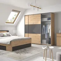 Cómoda Saturn 135 cm con 3 puertas y 3 cajones roble artisan