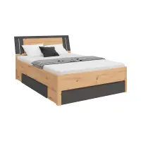 Cama Saturn 140x200 con 3 cajones roble artisan/grafito