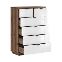 Cómoda Forn 90 cm con 6 cajones roble delano oscuro/blanco brillo
