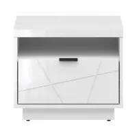 Mesita de noche Forn 50 cm con cajón blanco alto brillo
