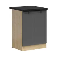 Mueble bajo de cocina Junona Line 60 cm de dos puertas grafito con encimera