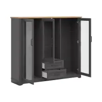 Vitrina Tolmin 168 cm con 3 puertas y 2 cajones grafito/roble artisan