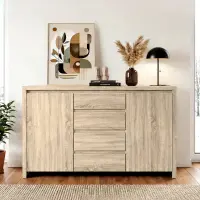 Cómoda Kaspian 144 cm con 2 puertas y 4 cajones roble sonoma