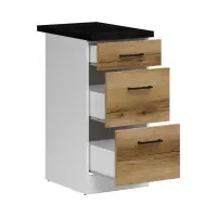 Mueble de cocina bajo Junona Line 40 cm con cajones roble delano claro con encimera