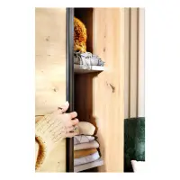 Armario corredero Flex 200 cm con espejo roble artisan