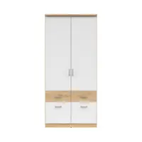 Armario de dos puertas Brando-2 91 cm con cajones roble artisan/blanco
