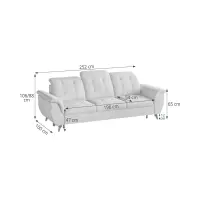 Sofá de tres plazas Doria convertible de terciopelo gris