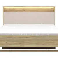 Cama Dalva 160x200 con somier y contenedor roble mauvella/cachemira