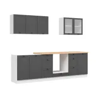 Conjunto de cocina Junona Line 260 cm grafito con encimera