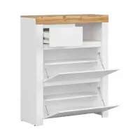 Zapatero Holten 92 cm blanco brillo/roble wotan