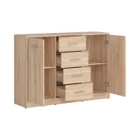 Cómoda Nepo Plus 119 cm con 2 puertas y 4 cajones roble sonoma