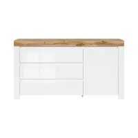 Cómoda Holten 156 cm con puertas y 3 cajones blanca/roble wotan