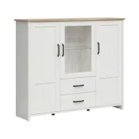 Vitrina Loksa 160 cm con 3 puertas pino andersen blanco