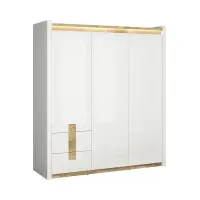 Armario de tres puertas Alameda 180 cm con cajones blanco brillo/roble westminster