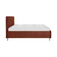 Cama tapizada Bondo 160x200 con contenedor y somier naranja