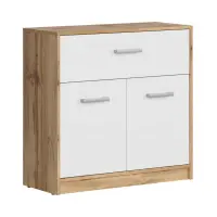 Cómoda Matos 80 cm con 2 puertas y un cajón roble wotan/blanco