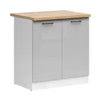 Mueble de cocina inferior Junona Line 80 cm de dos puertas gris claro brillo con encimera