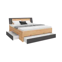 Cama Saturn 180x200 con 3 cajones roble artisan/grafito