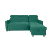 Sofá rinconera universal Brico convertible con arcón terciopelo verde