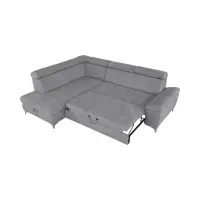Sofá de esquina izquierdo Raul convertible con arcón gris