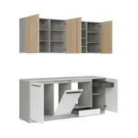 Kitchen set Milino Small 210 cm white/oak with worktop
