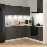 Conjunto de cocina rinconera Junona Line 200x200 grafito con encimera