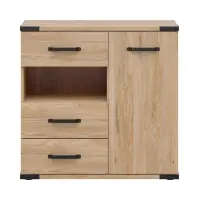 Cómoda Lara 90 cm con puertas 3 cajones y estante fresno belarus