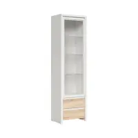 Vitrina Kaspian 56 cm con puerta y 2 cajones blanco/roble sonoma