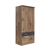 Armario de dos puertas Brando-2 91 cm con cajones roble flagstaff oscuro