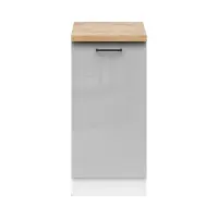Armario de cocina inferior Junona Line 40 cm derecho gris claro brillo con encimera