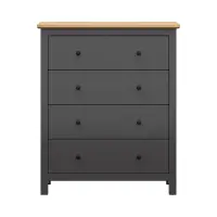 Cómoda Hesen 101 cm con 4 cajones grafito/roble artisan