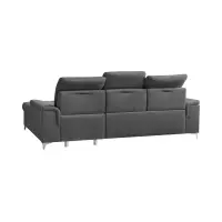 Sofá rinconera derecho Ariado convertible con arcón de terciopelo gris