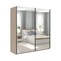 Armario de puertas correderas Tetrix 183 cm con espejo roble sonoma
