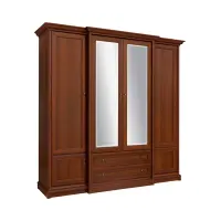 Armario de seis puertas Kent 227 cm con espejo y cajones castaño