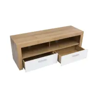 RTV cabinet Balder 135 cm with 2 drawers and a shelf riviera oak/white gloss
