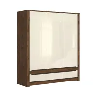 Armario de tres puertas Ruso 178 cm con cajones roble april/brillo perlado