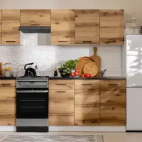 Conjunto de cocina Junona Line 230 cm roble delano claro con encimera