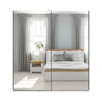 Armario de puertas correderas Tetrix 183 cm con espejo blanco brillo