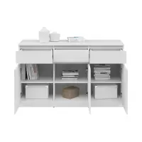 Cómoda Saturn 135 cm con 3 puertas y 3 cajones blanca