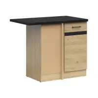 Mueble de cocina bajo de esquina Junona Line izquierdo roble bernstein con encimera ocupa rincón 100x60 cm