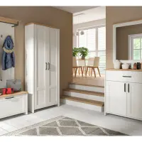 Cómoda Loksa 102 cm con 2 puertas y un cajón pino andersen blanco/roble grandson