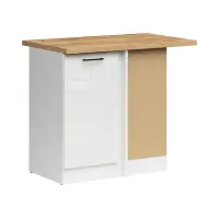 Armario de cocina inferior de rincón Junona Line derecho brillo tiza con encimera para rincón 100x60 cm