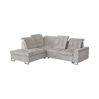 Sofá rinconera izquierdo Aragon extensible con reposacabezas y asiento ajustable beige