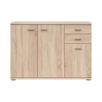 Cómoda Noeda 106 cm con 3 puertas y 2 cajones roble sonoma