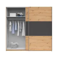Armario de puertas correderas Saturn 218 cm roble artisan/grafito