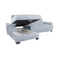 Sofá rinconera izquierdo Aguda convertible con arcón azul