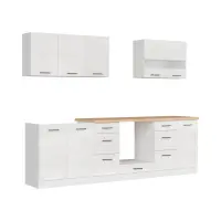 Conjunto de cocina Junona Line 260 cm tiza brillo con encimera