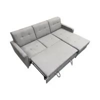 Sofá rinconera universal Lars convertible con arcón de terciopelo gris
