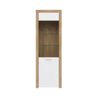 Display cabinet Balder 62 cm with doors riviera oak/white gloss