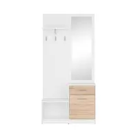 Conjunto de recibidor Nepo Plus 90 cm blanco/roble sonoma
